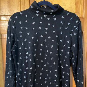 Black Sparkle Bird Turtleneck